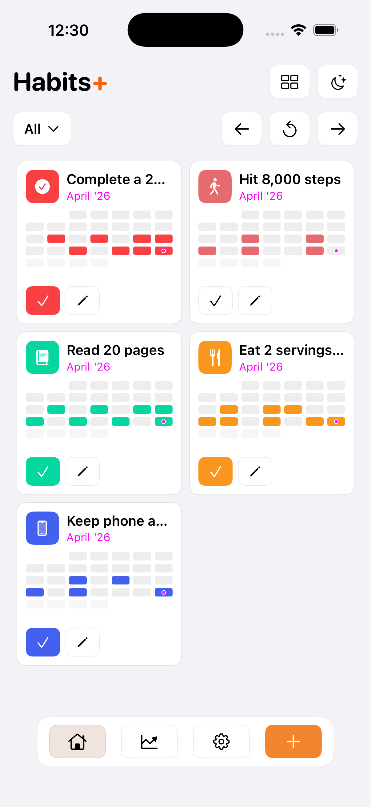 Habits+ App Screenshot Kartenansicht